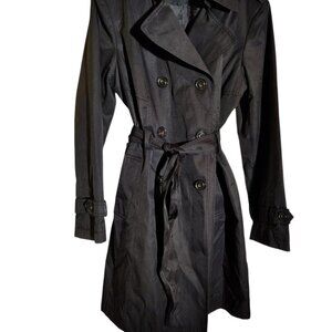 Gallery Full Length Trench Coat, Size Large, Black